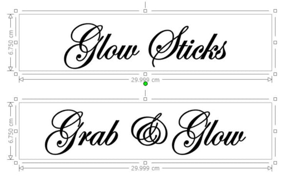 DIY Stickers, Glow Sticks, Grab and Glow, Vinyl Sticker for Wooden Crate, Wedding Venue Stickers, Wedding Venue Decoration. Vinyl Decals