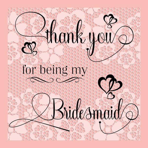 Thank you for being my Bridesmaid, Thank you Card, Pink Card, Bridemaid Card, Blank Card, Handmade Card. Winter wedding stationery.