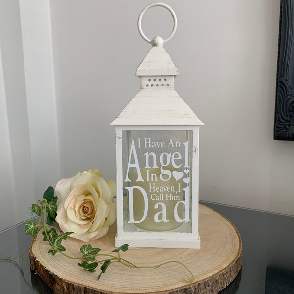 I Have An Angel In Heaven, I Call Him Dad, Sympathy Gift, Memorial Gift,  Grieving Gift, Remembrance Gift, Memorial Lantern, Battery Lantern