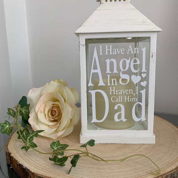 I Have An Angel In Heaven, I Call Him Dad, Sympathy Gift, Memorial Gift,  Grieving Gift, Remembrance Gift, Memorial Lantern, Battery Lantern