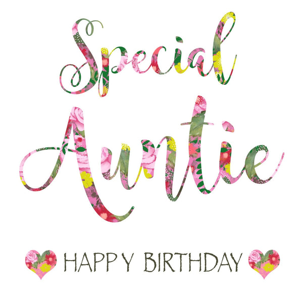 Special Auntie, Happy Birthday Card, Auntie Card, Auntie Birthday, Greeting Card for Auntie. Handmade Card for Auntie. Multi colored Card.