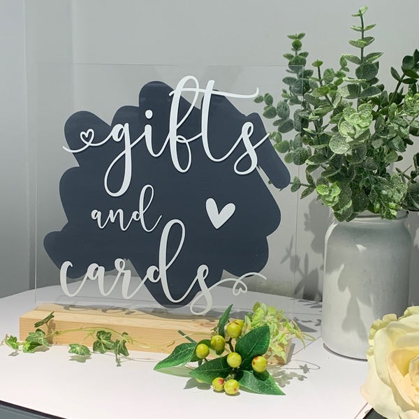 Wedding Sign, Wedding Gifts and Card Sign, Acrylic Sign, Wedding Venue Acrylic Sign, Wedding Table Decoration, Gift Table Sign, Card Sign.