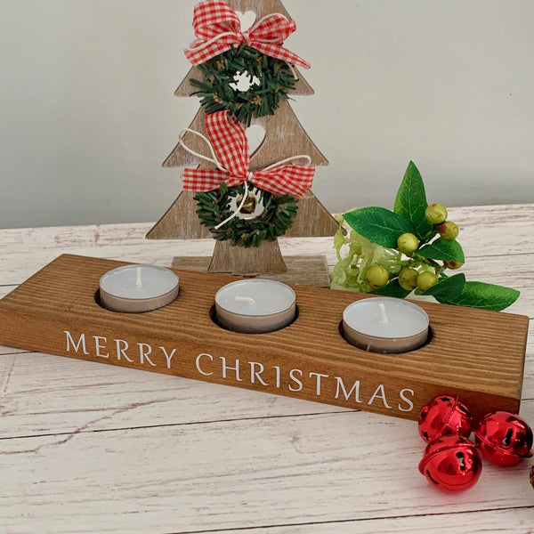 Wooden Christmas Candle Holder, Home Decor Decoration Tea Light Lighting, 3 Candles, Decorative Gift Housewarming, Merry Christmas Gift.