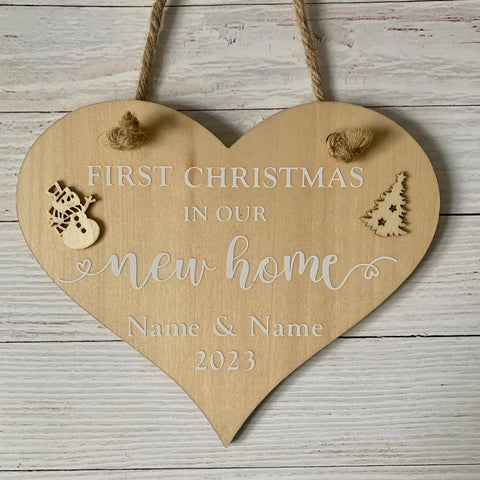 First Christmas in our New Home, Christmas Decoration, Home Decoration, Heart Sign, Personalised Christmas Gift. Christmas Gift