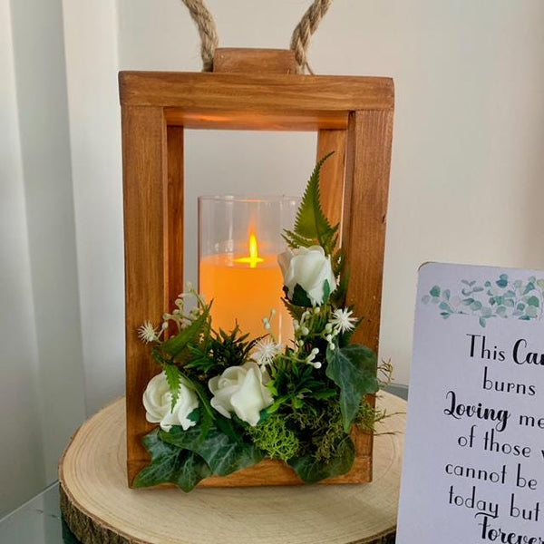 Memorial Lantern, This candle burns in loving memory of those who cannot be here today but are forever in our hearts Wooden Lantern. Wedding