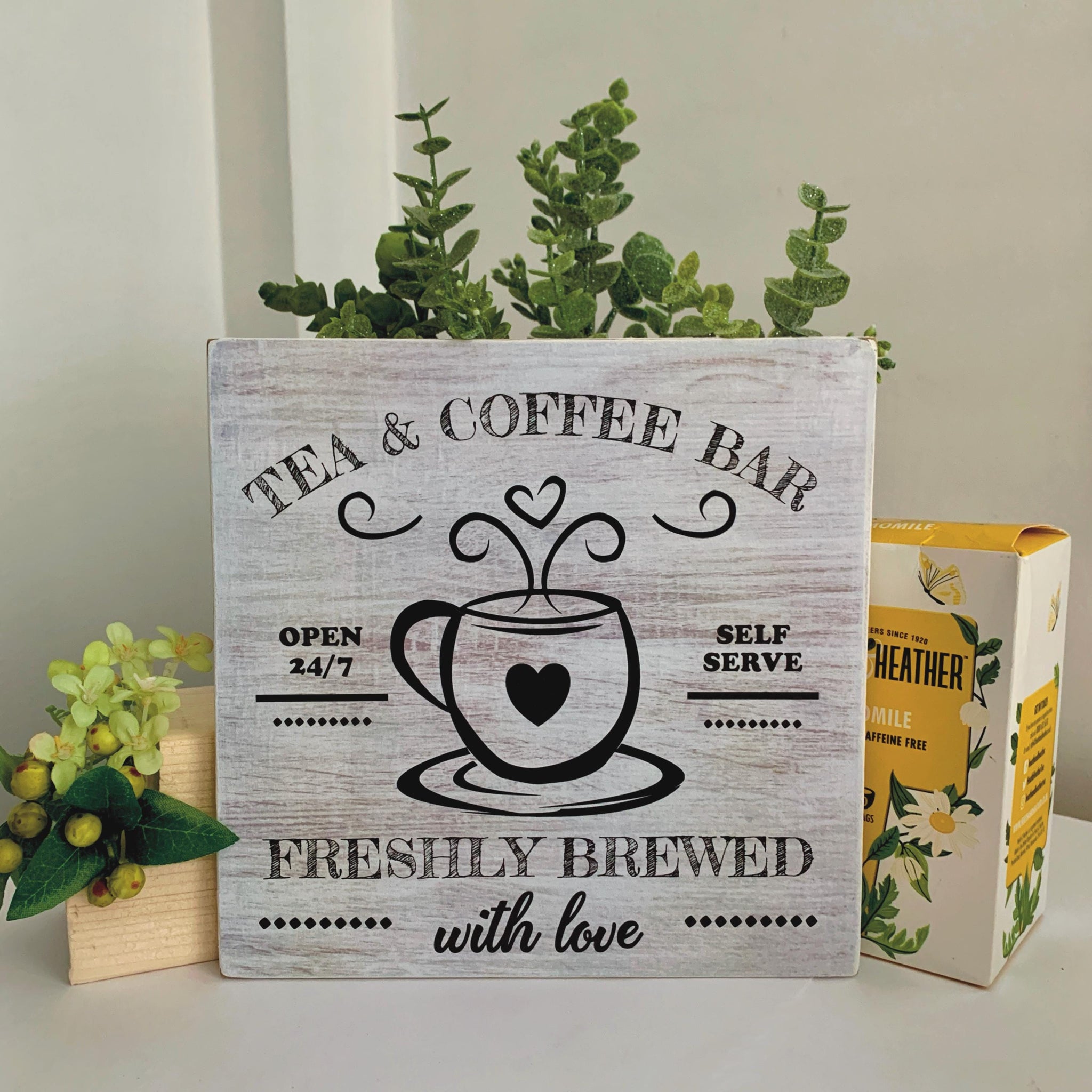 Tea and Coffee Sign, coffee bar sign, tea bar, Tea and coffee cups, wooden sign, coffee shop, cafe sign, handmade, kitchen decor, rustic.