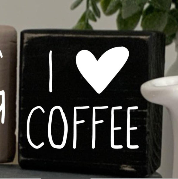 Coffee Block Wooden Signs, Kitchen Decor, Tea and Coffee Bar, Hug In A Mug, I Love Coffee, I Love Tea, Kitchen Signs, New Home/Moving Gift.