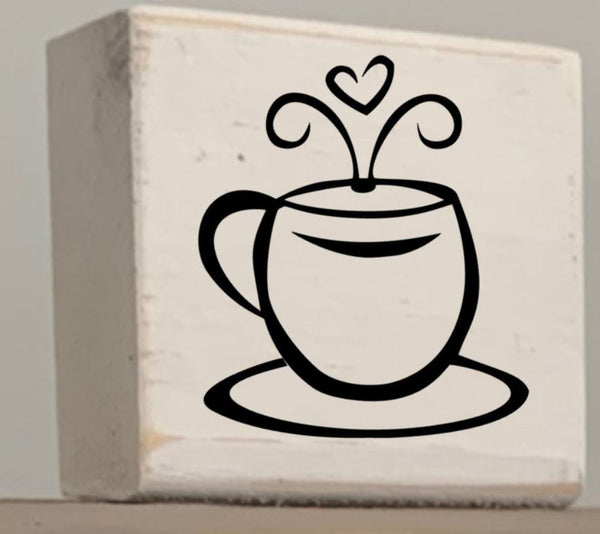 Coffee Block Wooden Signs, Kitchen Decor, Tea and Coffee Bar, Hug In A Mug, I Love Coffee, I Love Tea, Kitchen Signs, New Home/Moving Gift.