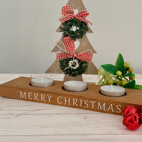 Wooden Christmas Candle Holder, Home Decor Decoration Tea Light Lighting, 3 Candles, Decorative Gift Housewarming, Merry Christmas Gift.