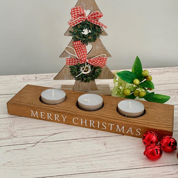 Wooden Christmas Candle Holder, Home Decor Decoration Tea Light Lighting, 3 Candles, Decorative Gift Housewarming, Merry Christmas Gift.