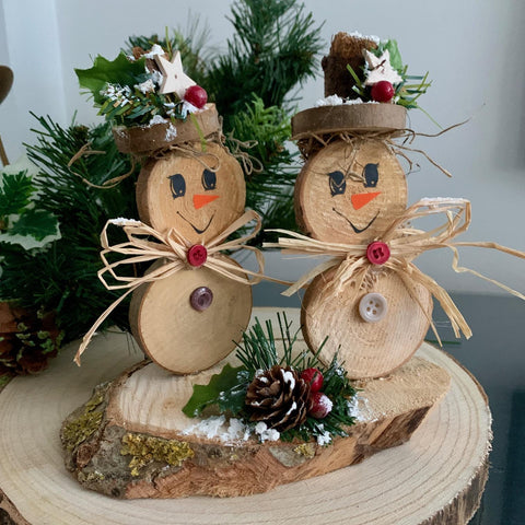 Snowman Wooden Slices,Christmas Decorations, Wooden Snowmen, Wooden Slice Snowmen, Snowman Decorations, Home Decor, Snowman Winter Scene