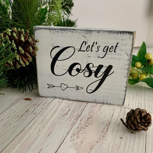 Autumn Block, Wooden Signs, Autumn Signs, Let's get Cosy Sign, Home Decor. Small Sign, Christmas Gift.