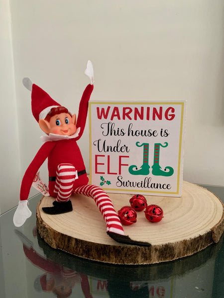 This House is Under Elf Surveillance Sign, Wooden Xmas Porch Sign, Christmas Shelf Sitter, Christmas decoration, Christmas Elf sign and Elf.