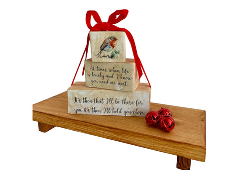 Bereavement gift, Stacking Blocks, Home Decor, Red Robin Sayings, Christmas Robin Sign, Wooden Sign, Grieving Gift, Lost Loved Ones Poem.