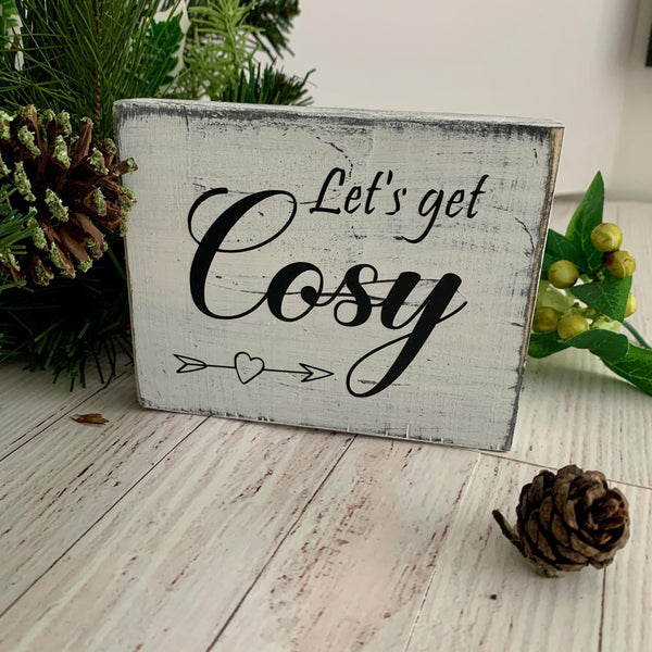 Autumn Block, Wooden Signs, Autumn Signs, Let's get Cosy Sign, Home Decor. Small Sign, Christmas Gift.