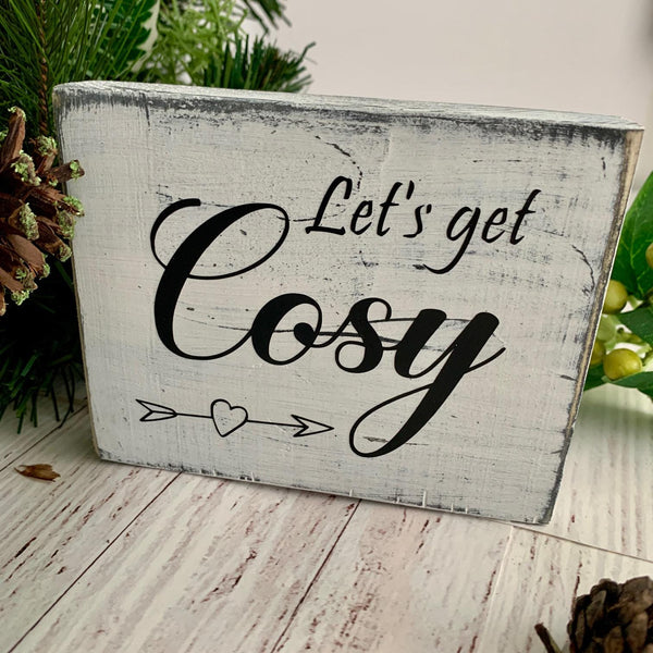 Autumn Block, Wooden Signs, Autumn Signs, Let's get Cosy Sign, Home Decor. Small Sign, Christmas Gift.