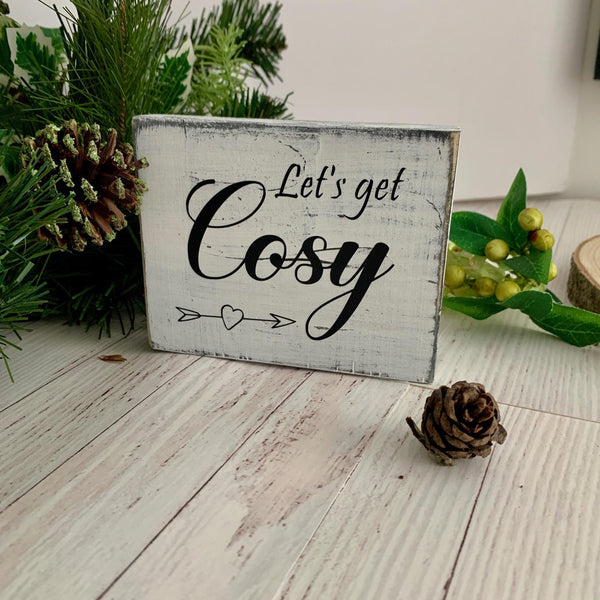 Autumn Block, Wooden Signs, Autumn Signs, Let's get Cosy Sign, Home Decor. Small Sign, Christmas Gift.