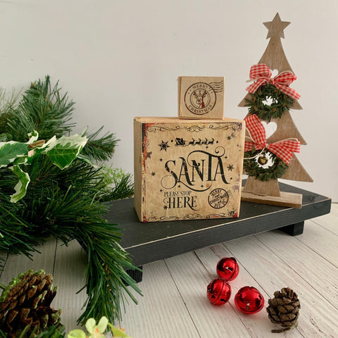 Santa please stop here, North Pole Delivery Sign, Wooden Sign, North Pole Christmas Delivery Blocks, Home Decor, Christmas Decor, Farmhouse.