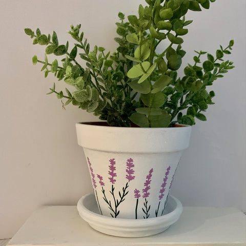 Plant Pot, Lavender Vase, Birthday Gift, Home Decor, Housewarming gift, 13 cm Pot, Flower Pot, Lavender Vase, Flower Vase, Painted Pot.