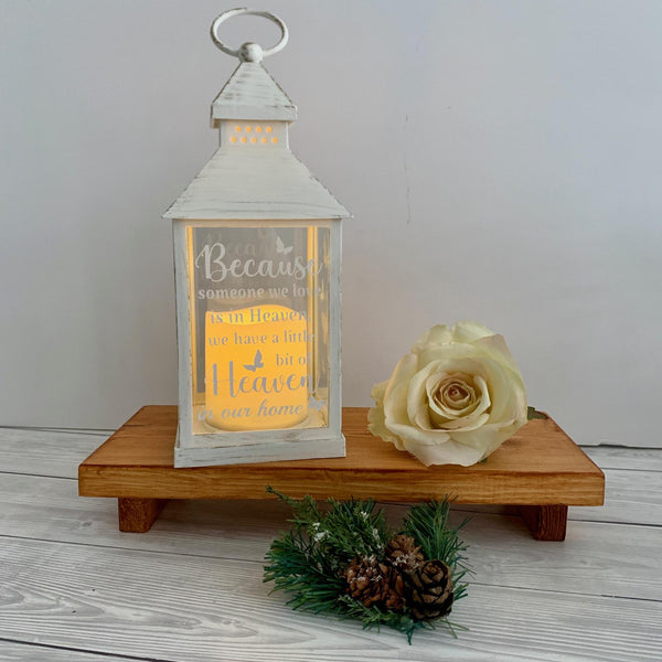 Memorial Gift, Grieving Keepsake, Memorial Lantern, Because someone we love is in heaven we have a little bit of Heaven in our Home. Decor