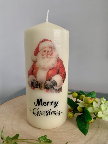 Christmas Candle, Santa Claus Candle, Festive Candle, Father Christmas Candle, Christmas decorations, Home Decor, Church Candle Gift.