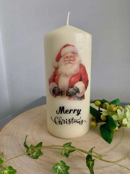 Christmas Candle, Santa Claus Candle, Festive Candle, Father Christmas Candle, Christmas decorations, Home Decor, Church Candle Gift.