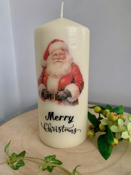 Christmas Candle, Santa Claus Candle, Festive Candle, Father Christmas Candle, Christmas decorations, Home Decor, Church Candle Gift.