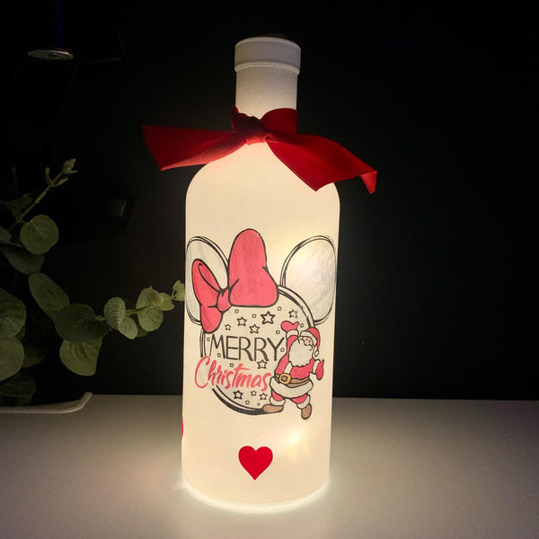 Disney, Christmas Decoration, Light Up Bottle, Mickey Mouse, Merry Christmas Gift, Home Decor.