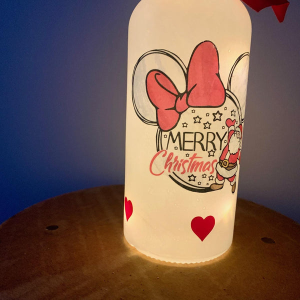 Disney, Christmas Decoration, Light Up Bottle, Mickey Mouse, Merry Christmas Gift, Home Decor.