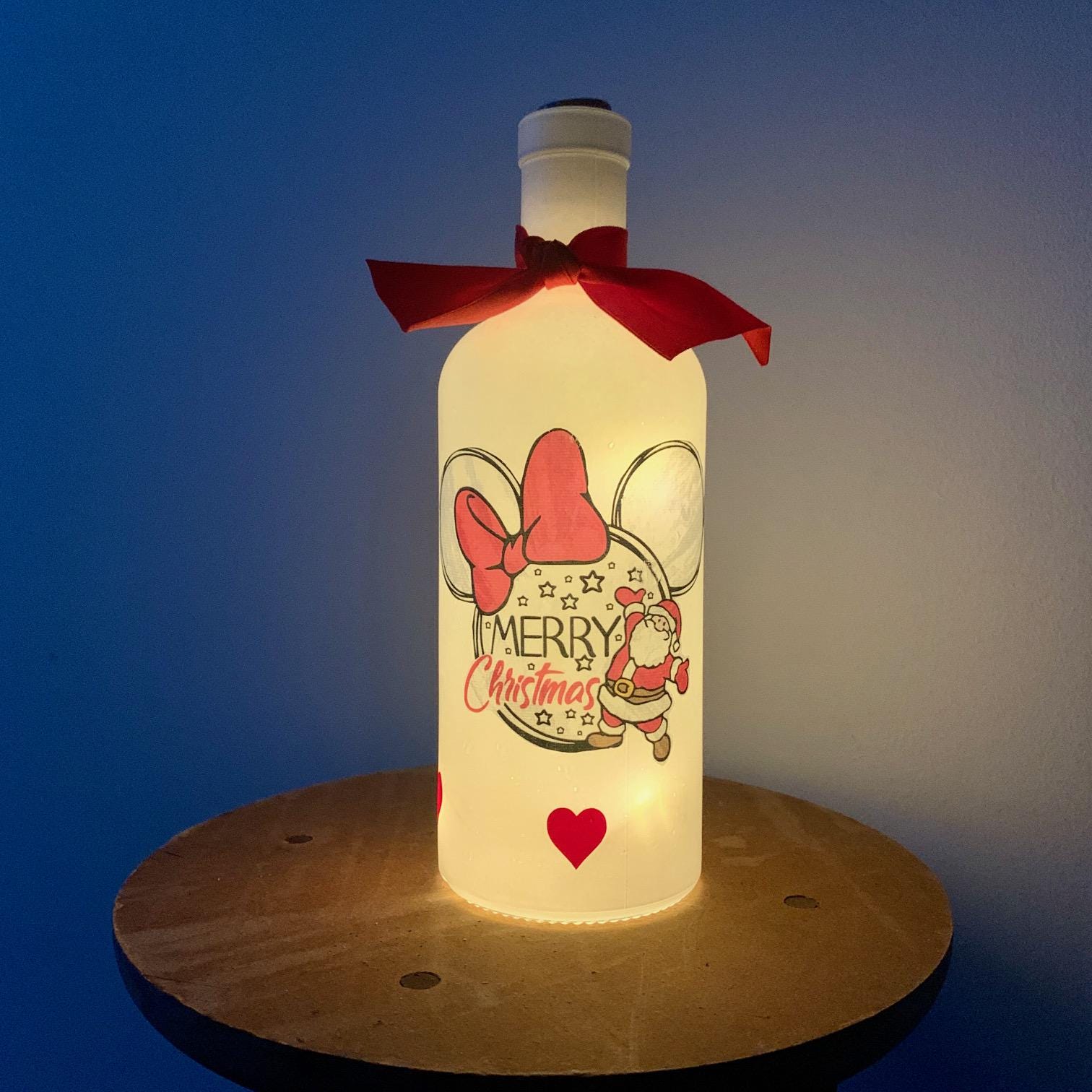 Disney, Christmas Decoration, Light Up Bottle, Mickey Mouse, Merry Christmas Gift, Home Decor.