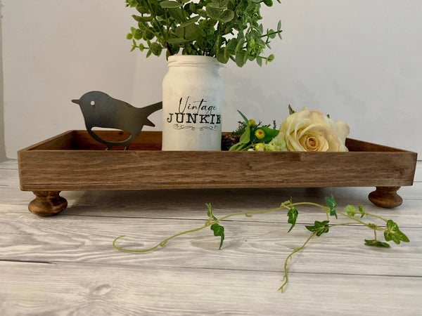 Rustic Christmas Table Centre Piece Box - Oak Colour, Decorative wooden Tray, Handmade Wooden Tray. 40 cm x 20 cm, Personalized.