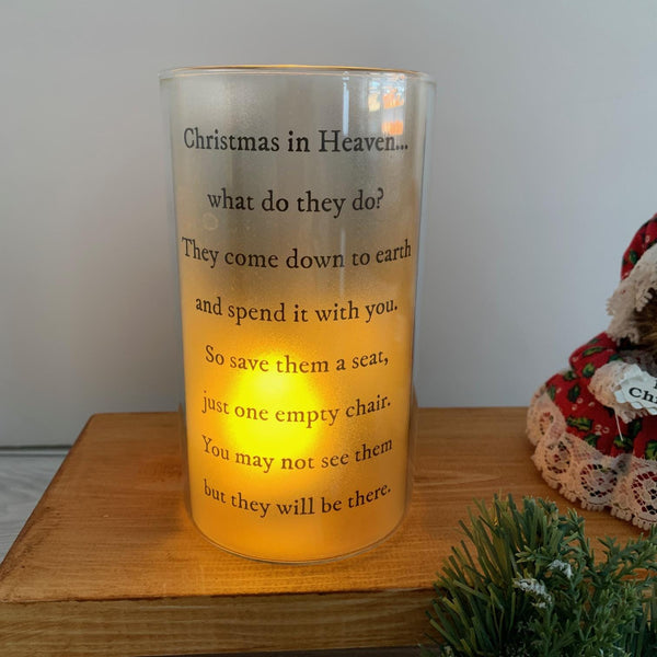 Christmas Decoration, Light Up Candle, Christmas in Heaven what do they do? Christmas Memorial Candle, Christmas Gift, Memorial Gift,