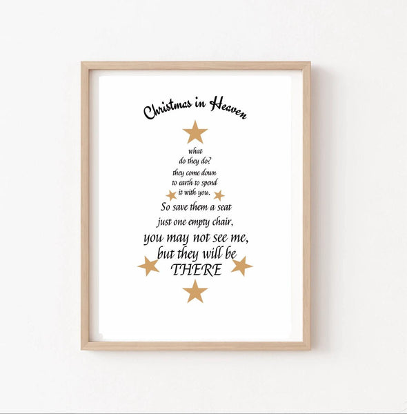 Digital download, Christmas in Heaven, JPEG File, Memorial Quote, Home Decor, Memorial Gift, Christmas Decor.