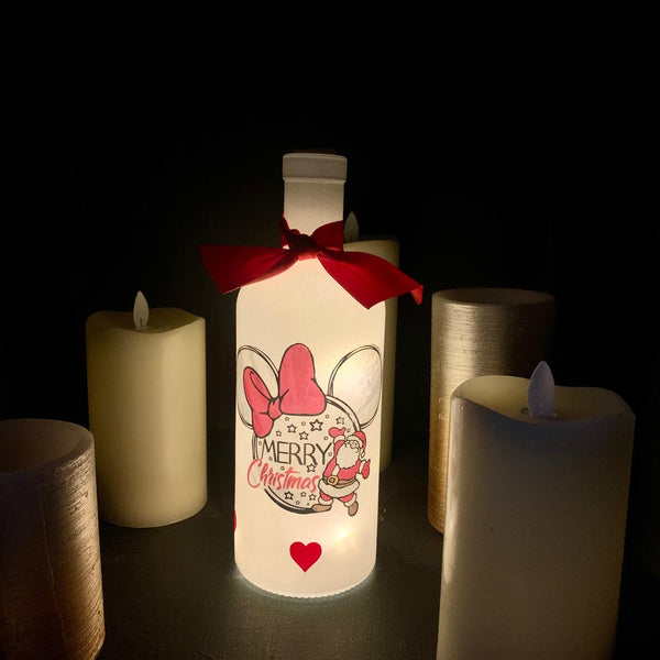 Disney, Christmas Decoration, Light Up Bottle, Mickey Mouse, Merry Christmas Gift, Home Decor.