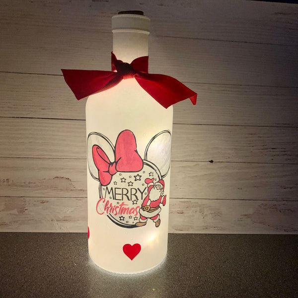 Disney, Christmas Decoration, Light Up Bottle, Mickey Mouse, Merry Christmas Gift, Home Decor.