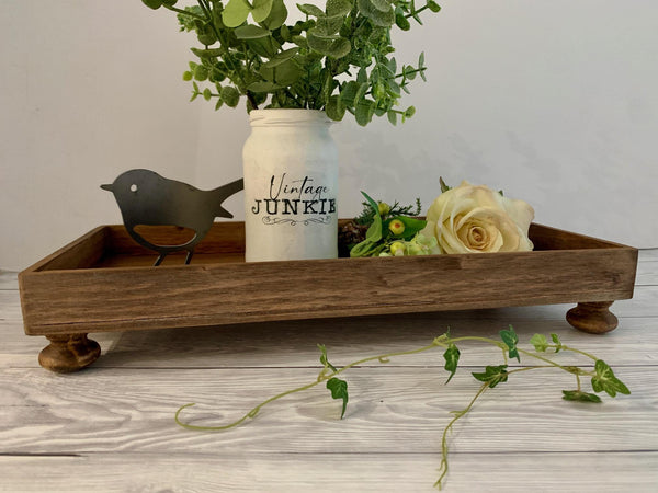 Rustic Christmas Table Centre Piece Box - Oak Colour, Decorative wooden Tray, Handmade Wooden Tray. 40 cm x 20 cm, Personalized.