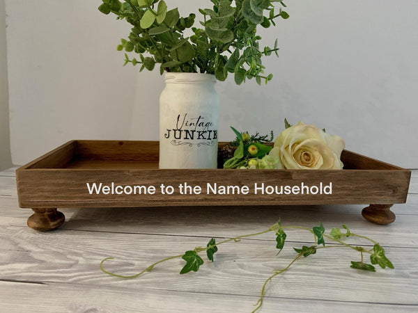 Rustic Christmas Table Centre Piece Box - Oak Colour, Decorative wooden Tray, Handmade Wooden Tray. 40 cm x 20 cm, Personalized.