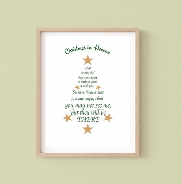 Digital download, Christmas in Heaven, JPEG File, Memorial Quote, Home Decor, Memorial Gift, Christmas Decor.