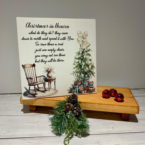 Christmas in Heaven what do they do? Christmas Decoration, Christmas Block, Christmas Wooden Sign, Home Decoration for Christmas, 20 x 20 cm