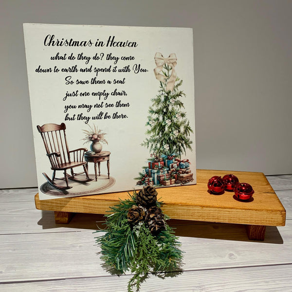 Christmas in Heaven what do they do? Christmas Decoration, Christmas Block, Christmas Wooden Sign, Home Decoration for Christmas, 20 x 20 cm