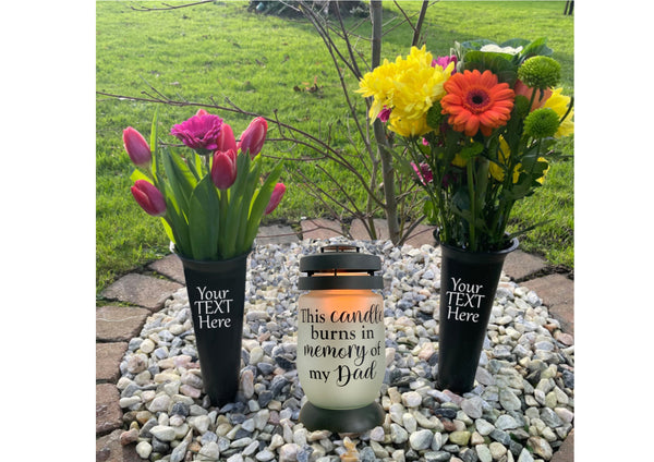 Personalised Memorial Vase | Rainbow Flower Vase | Remembrance Vase with Artificial Rose Flowers | Grieving Gift | Bereavement Gift.