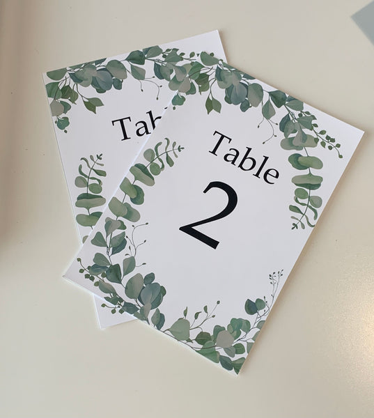 Table Numbers | Digital Eucalyptus Prints | Number sets for Tables