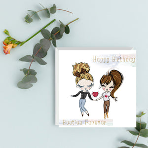 Blonde an d brunette birthday card personalised handmade card