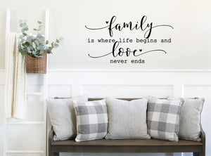 Family is where life begins and love never ends | Die Cut Sticker - 2 sizes available